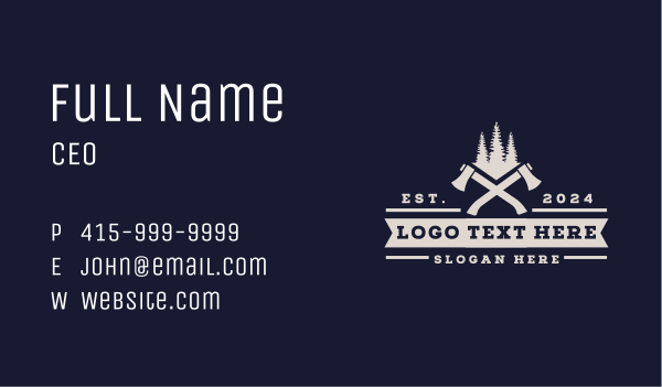 Forest Tree Axe Business Card Design Image Preview