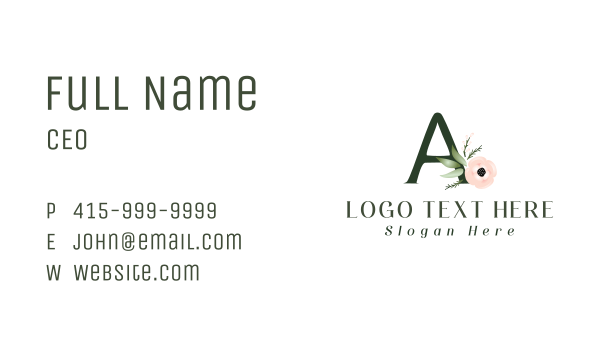 Floral Letter A  Business Card Design Image Preview