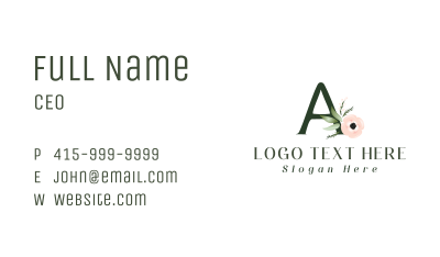 Floral Letter A  Business Card Image Preview