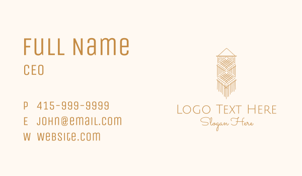 Gold Macrame Wall Decoration Business Card Design Image Preview