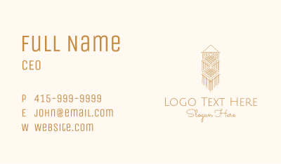 Gold Macrame Wall Decoration Business Card Image Preview