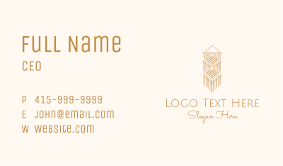 Gold Macrame Wall Decoration Business Card
