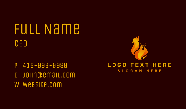 Fire Chicken Restaurant Business Card Design Image Preview