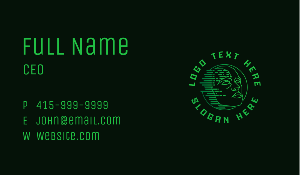 Cyber Pixel Head Business Card Design Image Preview