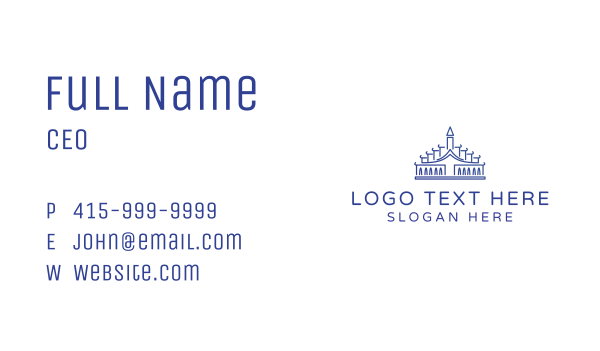 Blue Palace Outline Business Card Design Image Preview