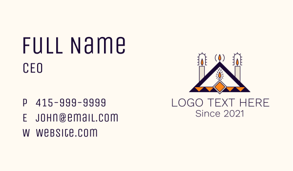 Pyramid Candle Light Business Card Design Image Preview