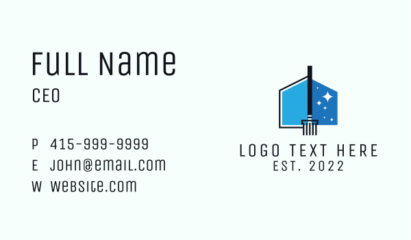 Blue House Cleaner Business Card Design Image Preview