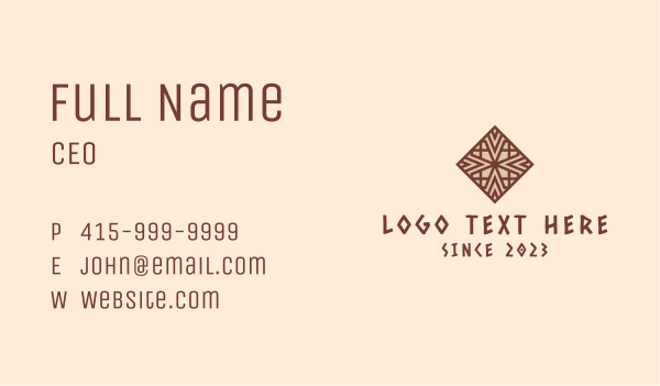 Intricate Ethnic Pattern Business Card Design