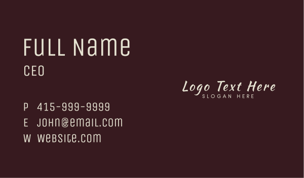 Generic  Cursive Wordmark Business Card Design Image Preview