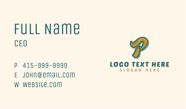 Retro Typography Letter P Business Card Design Image Preview