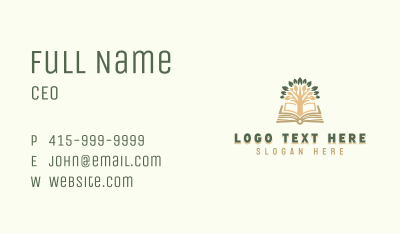Book Tree Author Business Card Image Preview