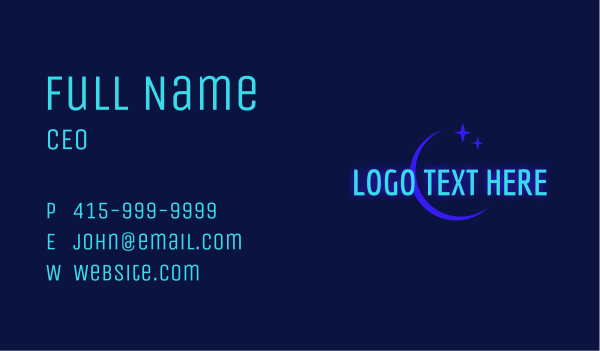 Neon Moon Star Wordmark Business Card Design Image Preview