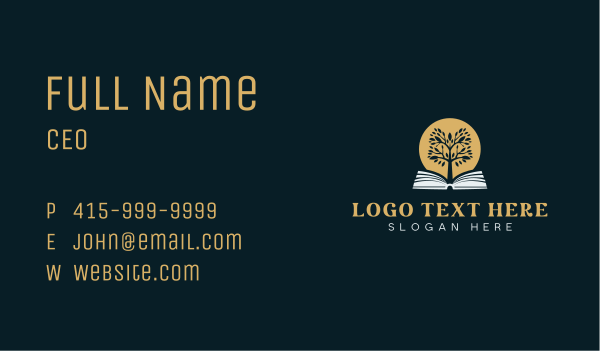 Literature Tree Book Business Card Design Image Preview