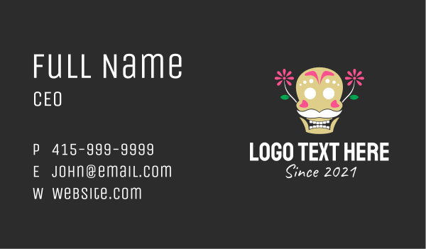 Mexican Sugar Skull Business Card Design Image Preview