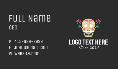 Mexican Sugar Skull Business Card Image Preview