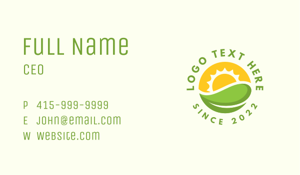Sun Leaf Eco Farm Business Card Design Image Preview