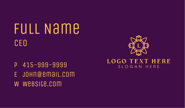Gold Flower Ornament Letter Business Card Design Image Preview