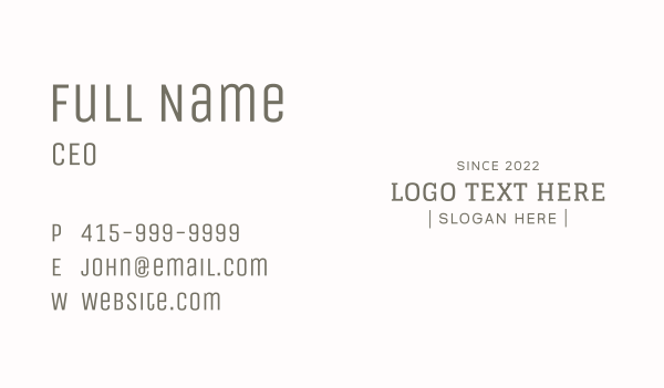 Serif Typewriter Wordmark Business Card Design Image Preview