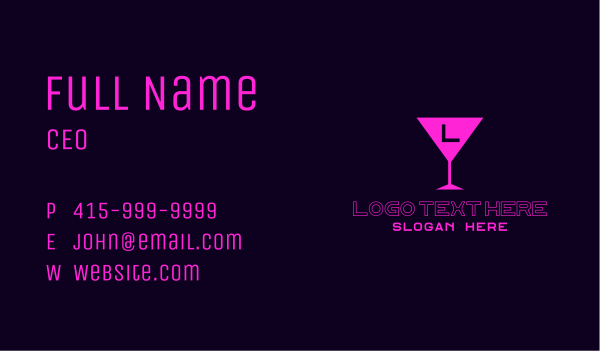 Pink Cocktail Lettermark Business Card Design Image Preview