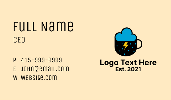 Cloud Rain Coffee  Business Card Design Image Preview