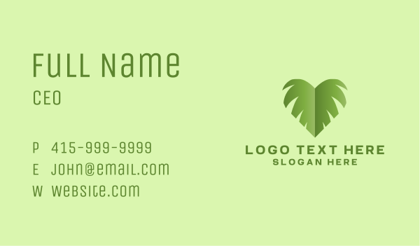 Green Leaf Heart Business Card Design Image Preview