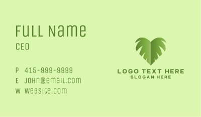 Green Leaf Heart Business Card Image Preview