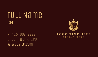 Gold Crown Shield Lettermark Business Card Image Preview