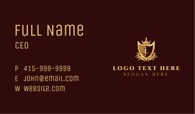 Gold Crown Shield Lettermark Business Card Image Preview