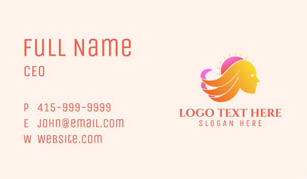 Sunset Woman Waves Business Card Design Image Preview