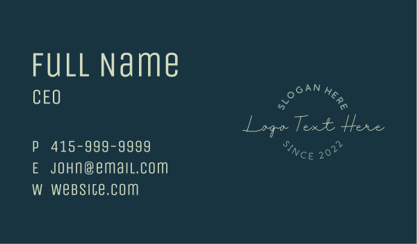 Cursive Circle Wordmark Business Card Design Image Preview