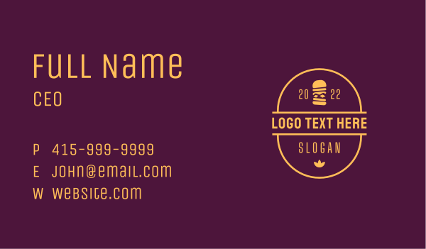 Yellow Burger Diner Business Card Design Image Preview