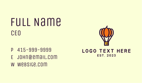 Pumpkin Hot Air Balloon Business Card Design Image Preview