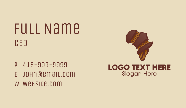 Brown Musical African Map  Business Card Design Image Preview