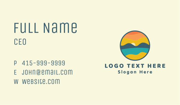 Summer Sunset Island Business Card Design Image Preview