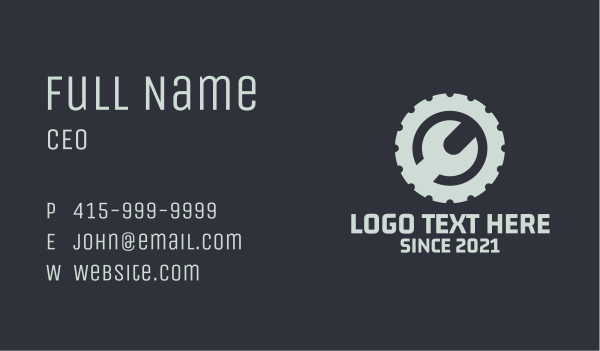 Wrench Cogwheel Engineering  Business Card Design Image Preview