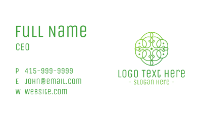 Green Floral Cross Business Card Image Preview