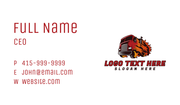 Flaming Fast Truck Business Card Design Image Preview