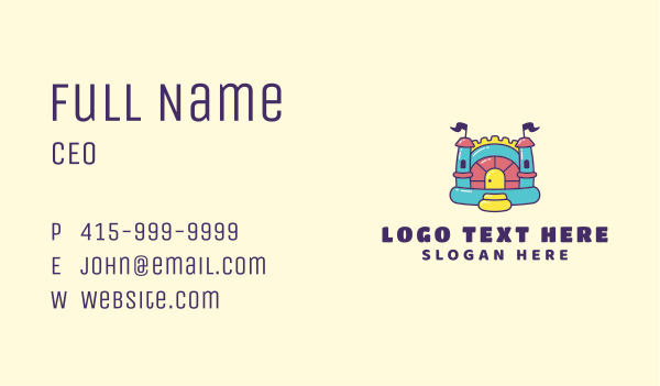 Colorful Bounce House Castle Business Card Design Image Preview
