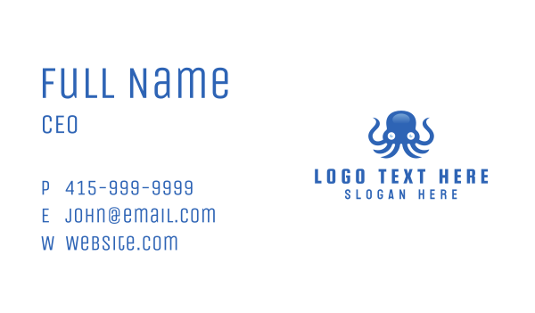 Blue Octopus Mascot Business Card Design Image Preview