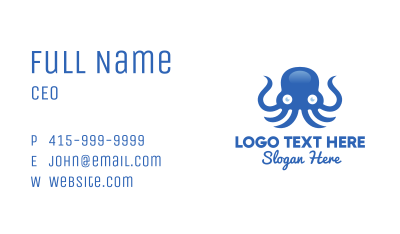 Blue Octopus Mascot Business Card