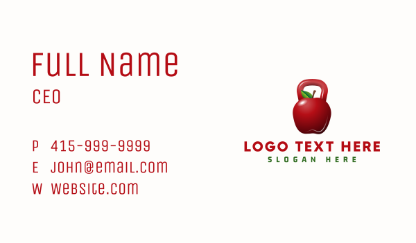 Apple Kettle Bell Fitness Business Card Design Image Preview