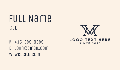 W & M Monogram Business Card Image Preview