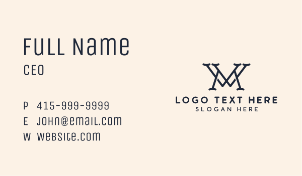 W & M Monogram Business Card Design Image Preview