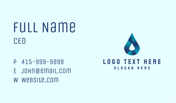 Gradient Water Droplet Business Card Design Image Preview