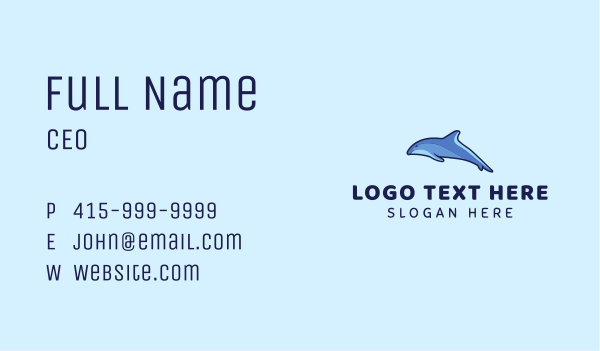 Swimming Blue Dolphin Business Card Design Image Preview