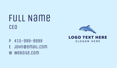 Swimming Blue Dolphin Business Card Image Preview