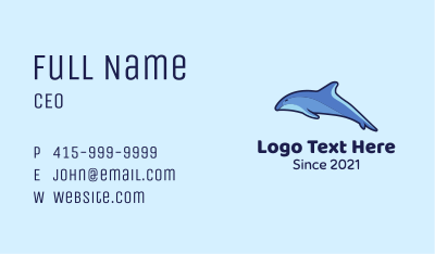 Swimming Blue Dolphin Business Card