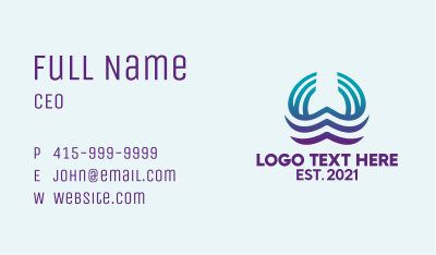 Water Wave Letter W Business Card