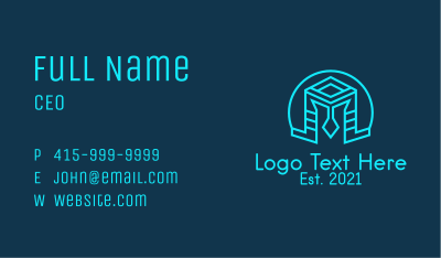 Blue Outline Helmet  Business Card Image Preview