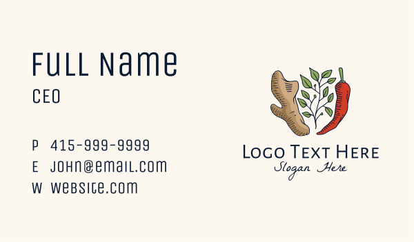 Ginger Leaf Spice Business Card Design Image Preview